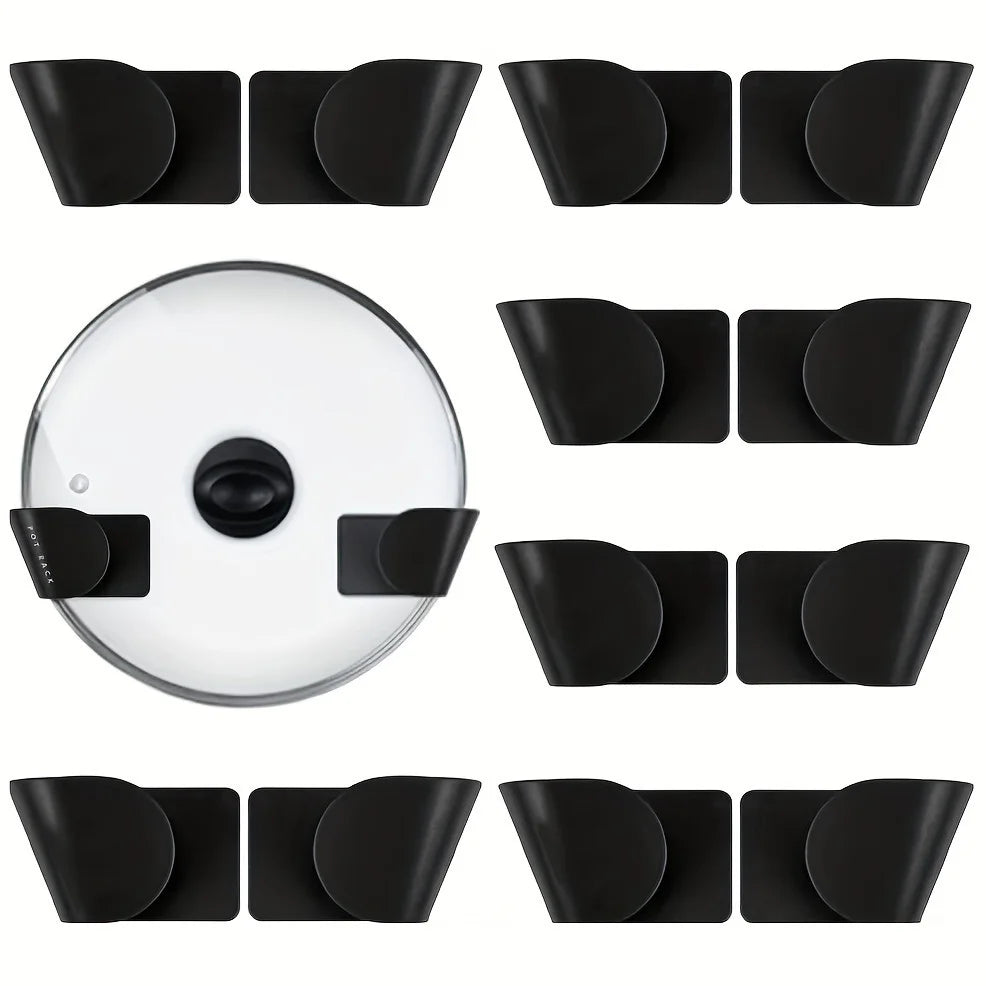 1/3/6Pairs Pot Lid Holder Wall-Mounted Hanging for Pan Pot Cover Rack Kitchen Organizer Plastic Kitchen Storage Rack Peaceful Pleasures Health and Wellness 6 Pair
