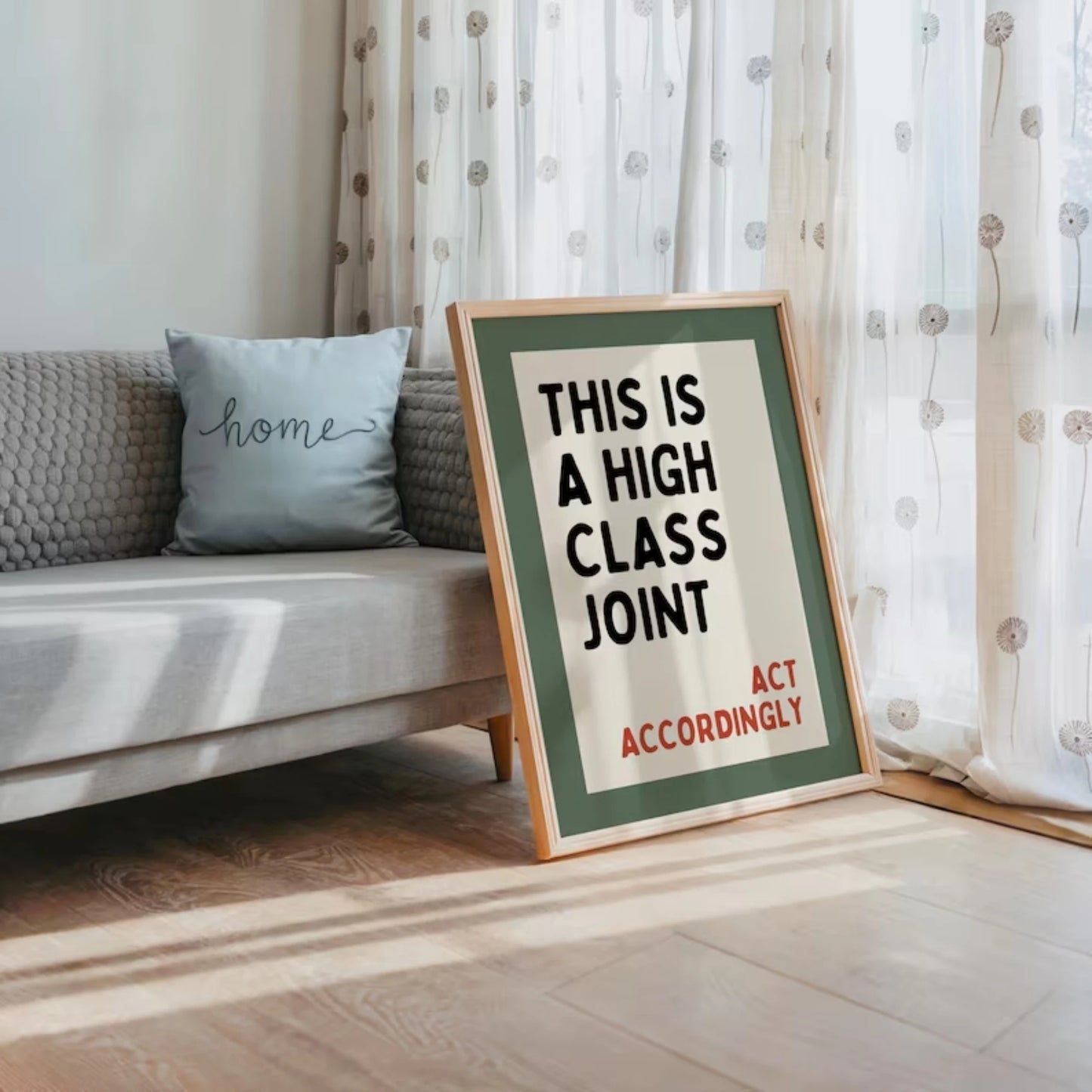 Funny Bar Sign Canvas Wall Art | "High Class Joint" Print