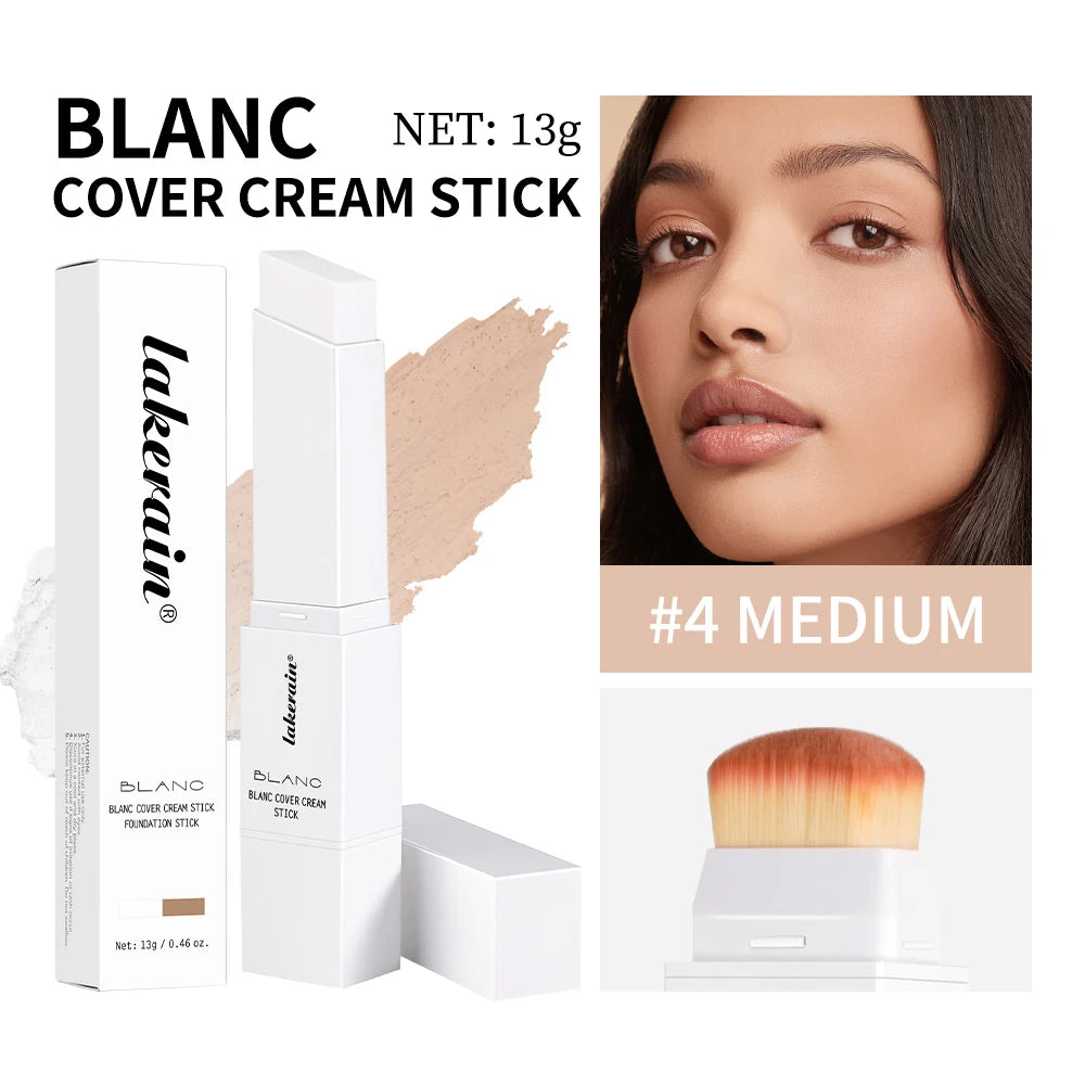 Blanc Cover Cream Stick Color Changing Foundation with Detachable Brush Coverage Changing Foundation Stick Base Makeup Peaceful Pleasures Health and Wellness 4medium