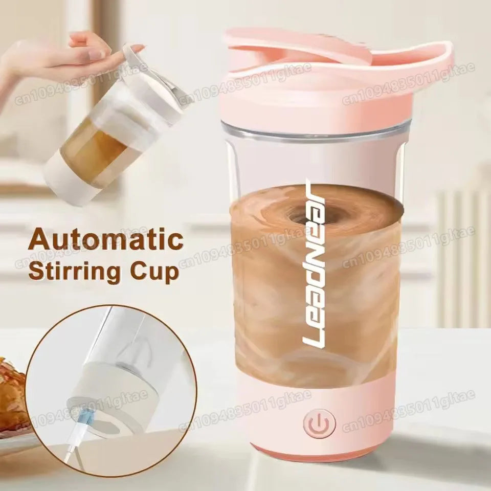 New Electric Protein Powder Mixing Cup 650Ml Automatic Shaker Bottle Mixer Milk Coffee New in Blender Kettle fro Gym Outdoor Cup Peaceful Pleasures Health and Wellness 450 ML Pink Cup