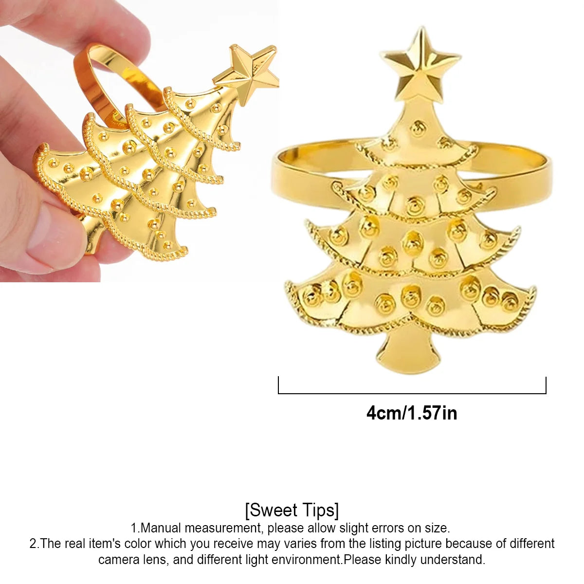 6 PCS Napkin Rings Set for Christmas Winter Wedding, Gold Christmas Hemp Rope Metal Home Table Decorations, for Kitchen Banquet Peaceful Pleasures Health and Wellness