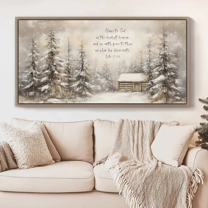 Christmas Bible Verse Wall Art Prints, Luke Christian Scripture Quote Winter Wonderland Artwork Horizontal Large Poster Peaceful Pleasures Health and Wellness