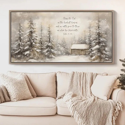 Christmas Bible Verse Wall Art Prints, Luke Christian Scripture Quote Winter Wonderland Artwork Horizontal Large Poster Peaceful Pleasures Health and Wellness
