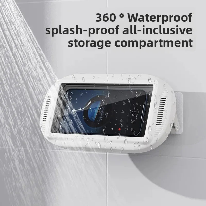 Bathroom waterproof touch screen wall hung bathroom 360° mobile phone holder rotating folding telescopic waterproof phone pouch Peaceful Pleasures Health and Wellness