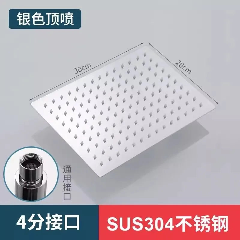 SUS304 Stainless Steel Rectangular Rainfall Shower Head | Ultra Thin