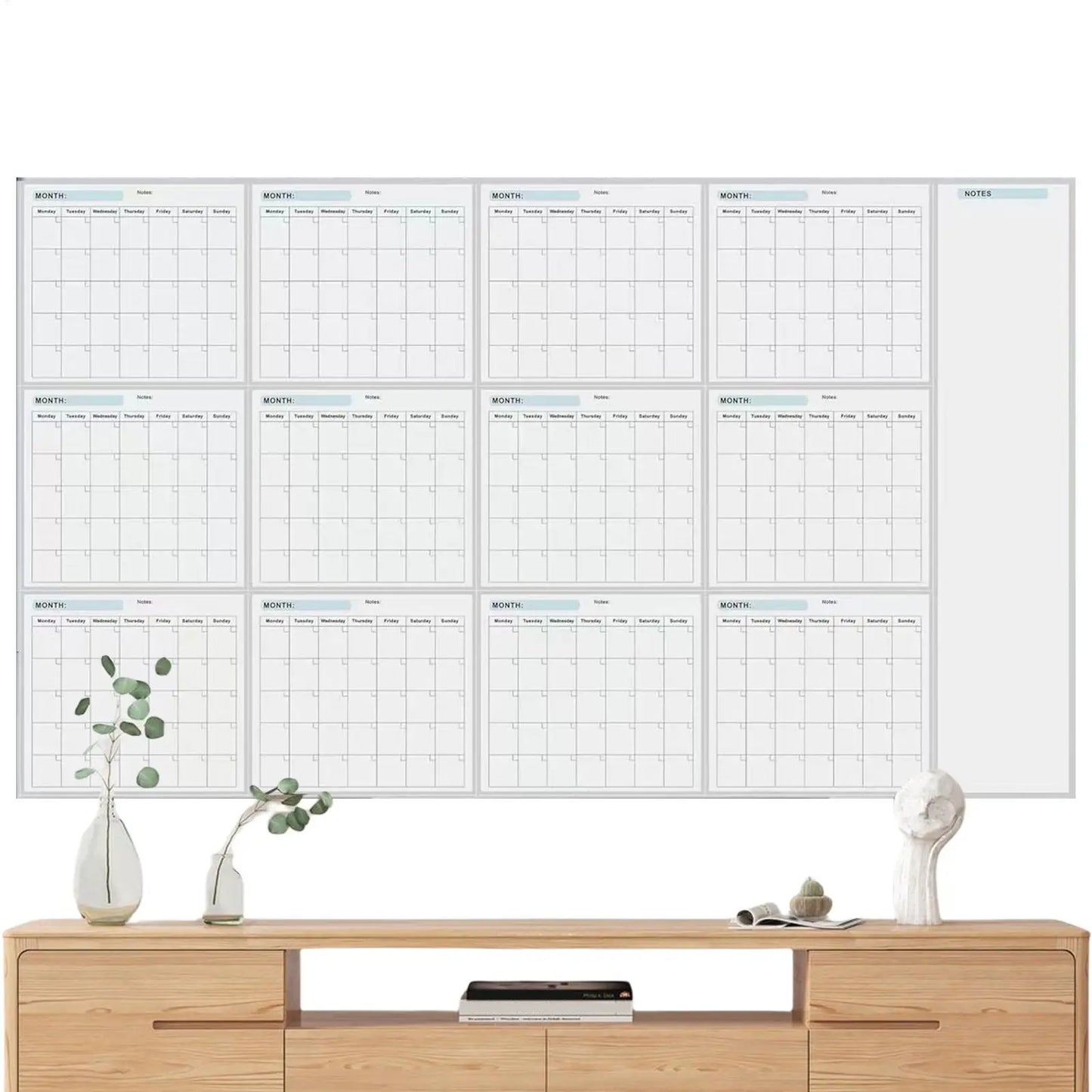 Large Erasable Dry Erase Wall Calendar – 12 Month Yearly Planner