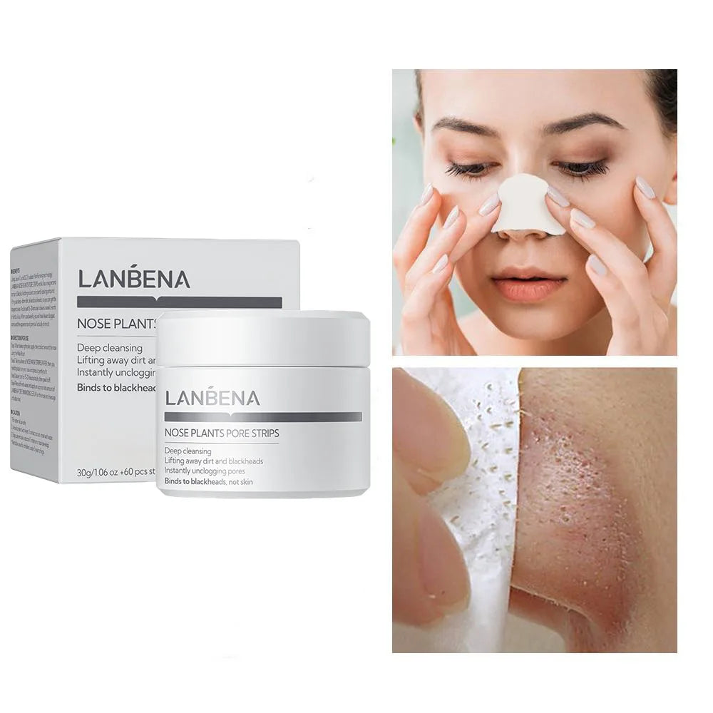 LANBENA Blackhead Remover Nose Mask Peeling Deep Cleansing Face Mask Oil Control Skin Care (60 Stickers) Peaceful Pleasures Health and Wellness