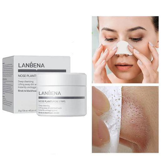 LANBENA Blackhead Remover Nose Mask Peeling Deep Cleansing Face Mask Oil Control Skin Care (60 Stickers) Peaceful Pleasures Health and Wellness
