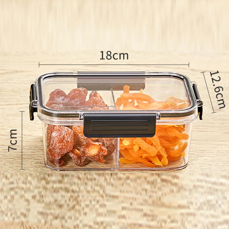 Portable Lunch Box for Kids School Microwave Transparent Bento Box with Compartments Salad Fruit Food Sealed Jar Container Box Peaceful Pleasures Health and Wellness M Black T Divider