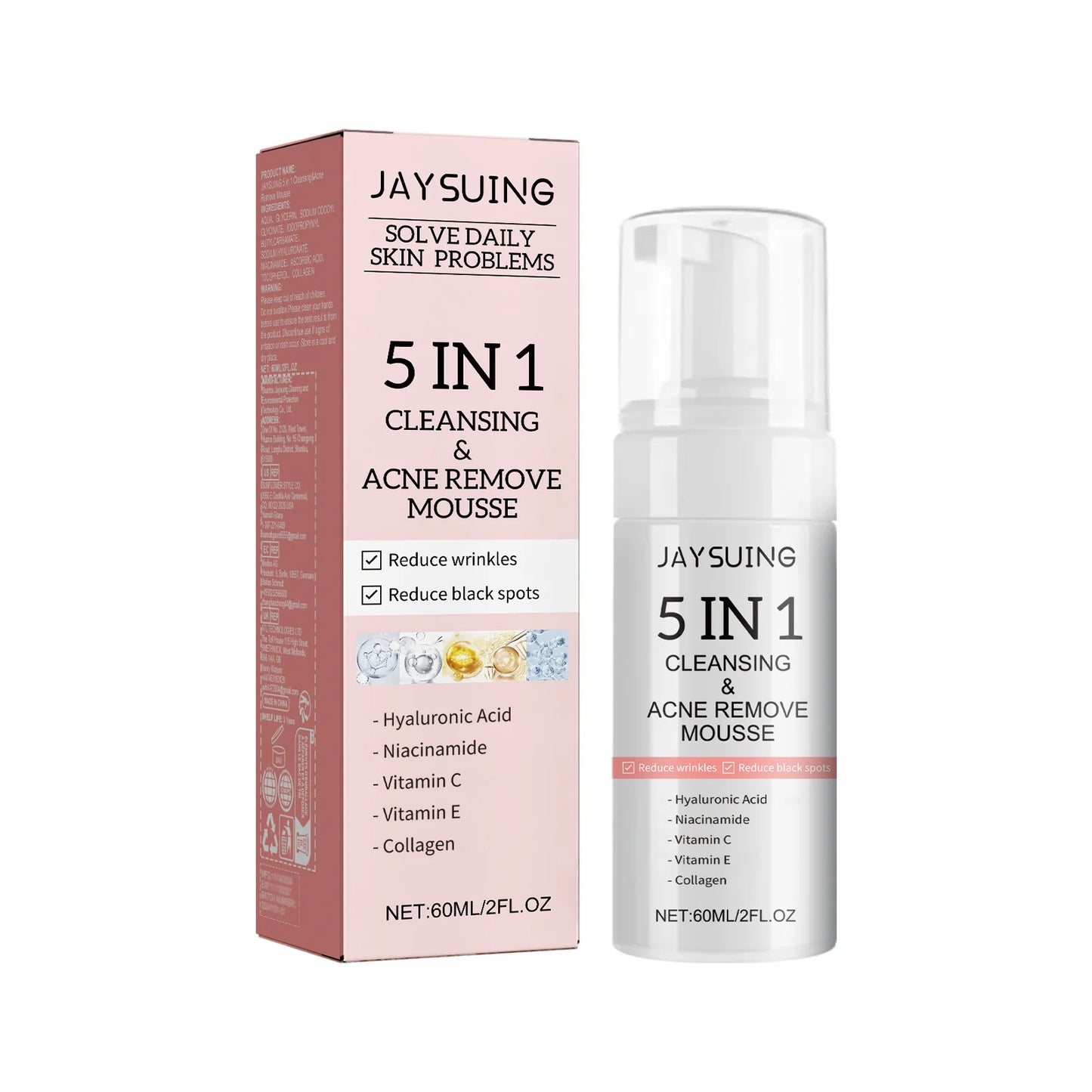 Facial Moisturizing Set Hydrate Brighten Firm Skin Exfoliating Acne Removal Shrink Pore Fix Sensitive Dullness Collagen Face Kit Peaceful Pleasures Health and Wellness Mousse 60ml Boxed 1 set
