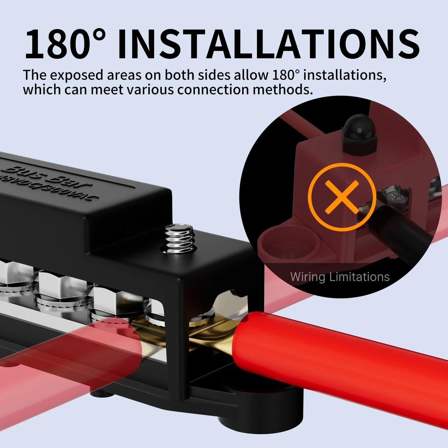 275A Bus Bar 12V Power Distribution Block Car Audio Busbar 6 x 5/16" (M8) Terminal Stud Positive & Ground Battery Bus Bar Peaceful Pleasures Health and Wellness