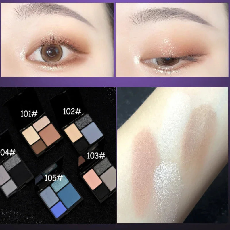 4-Color Punk Smokey Eyeshadow Palette – Glitter Matte Shimmer
