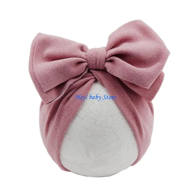 Baby Girl Big Bow Turban Hat | Newborn Photo Prop Beanie