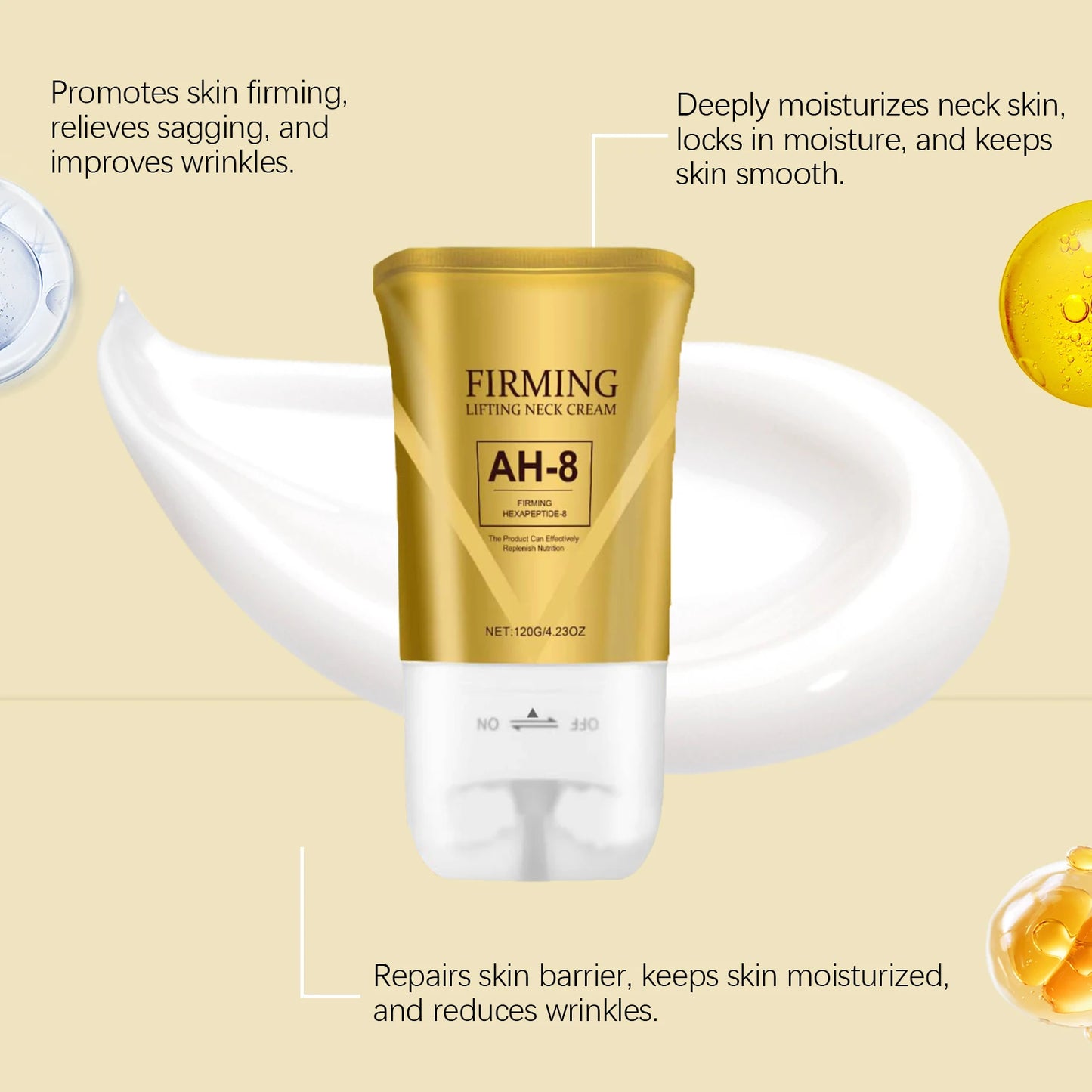 Neck Roller Cream Massage Firm Nourish Soothe Skin Improve Dryness Reduce Wrinkles Fine Lines Sagging Remove Double Chin Cream Peaceful Pleasures Health and Wellness
