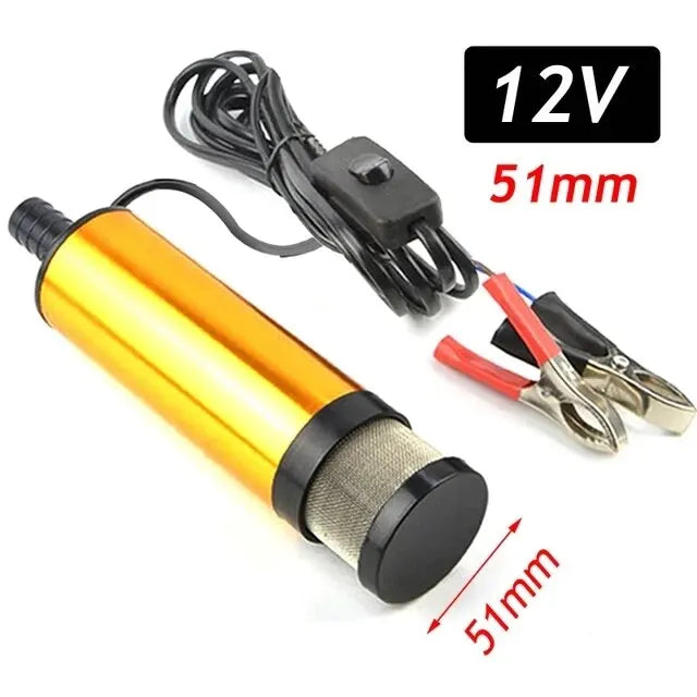 Car Electric Oil Pump DC 12V For Auto Pumping Diesel Oil Water Submersible 12L / Min Fuel Transfer Pump Aluminum Alloy Shell Peaceful Pleasures Health and Wellness 12v 51mm