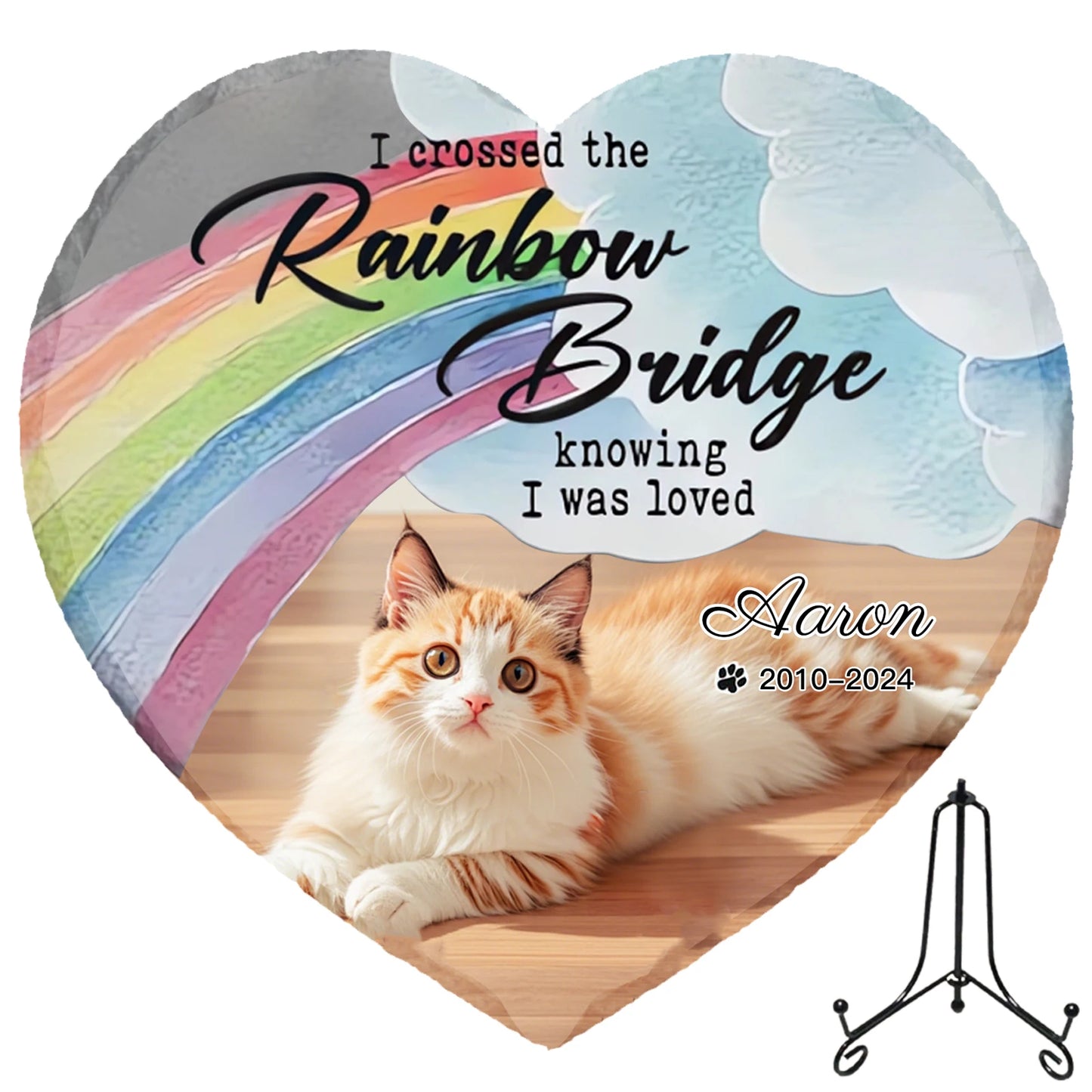Personalized Pet Memorial Stone,Custom Cat Grave Marke Plaque With Photo&Name,Garden Slate Tombstone Pet Loss Remembrance Gift Peaceful Pleasures Health and Wellness With Metal Stand-2 4inch