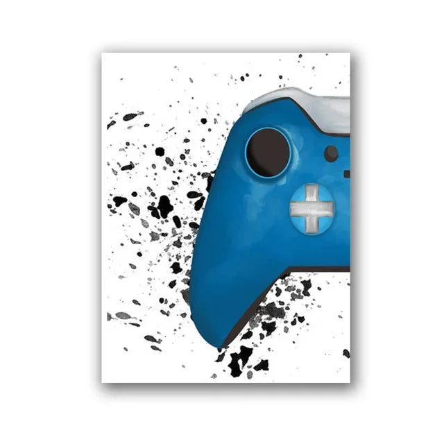 Minimalist Gamepad Controller Canvas Poster Modern Gaming Room Wall Art Print for Gamer Bedroom Home Decoration Peaceful Pleasures Health and Wellness SKU-6 30x40cm Unframed