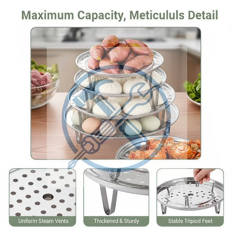 Stainless Steel Steamer Rack with Detachable Legs | Multi-Size