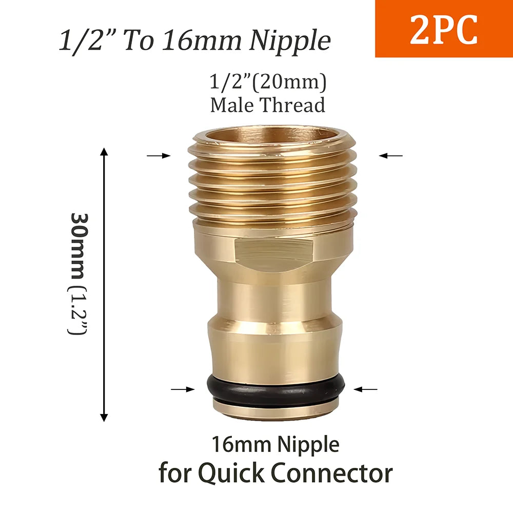 Brass 1/2" 3/4" 1“ Male/Female Quick Connector Irrigation Pipe Fitting Joint Thread to16mm Nipple Adapter for Garden Hose Tap Peaceful Pleasures Health and Wellness F-2PCS Other