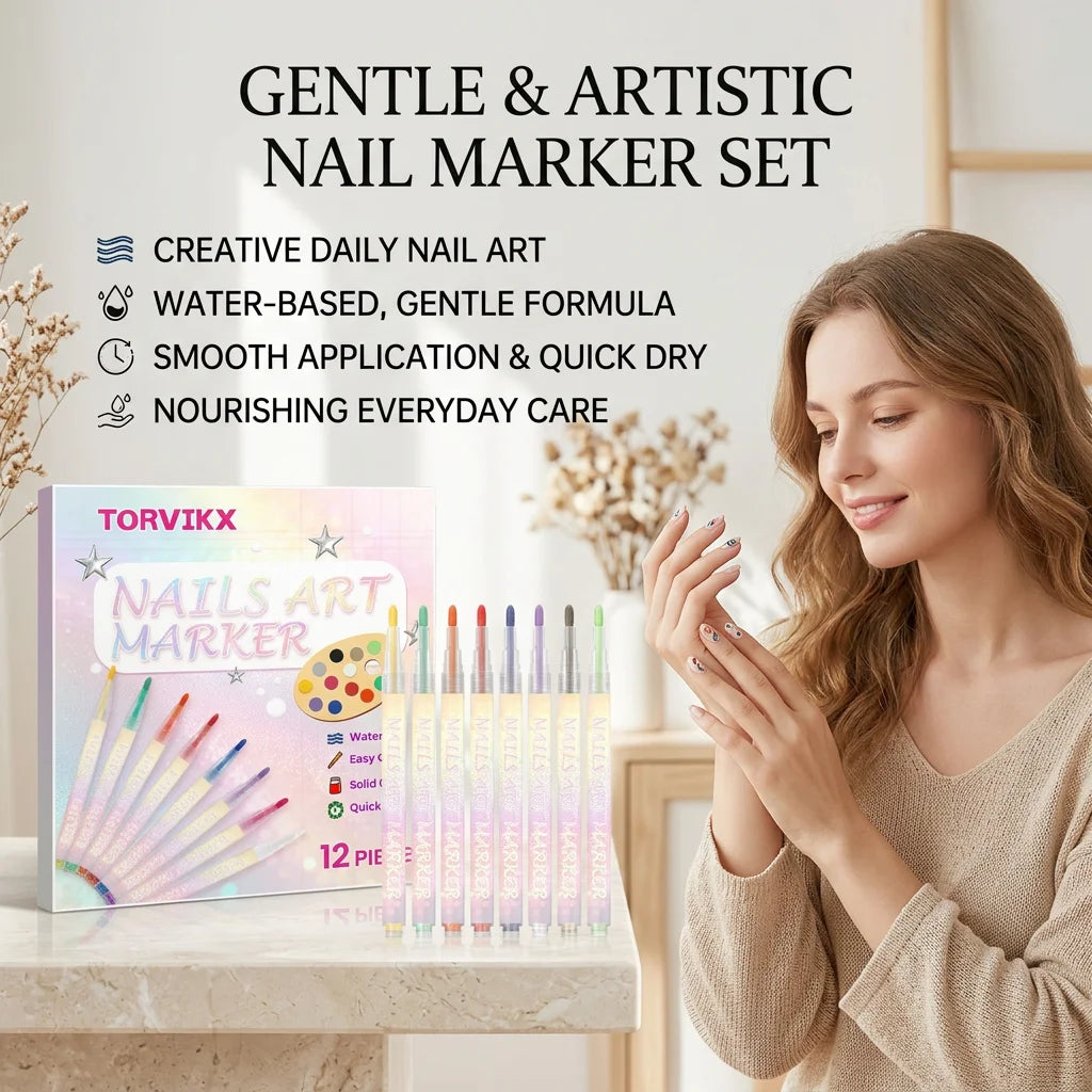 Water‑based Nail Art Markers Set Strengthen Nail Reduce Fading Extend Life Waterproof Nail Drawing Pens Nail Art & Decorations Peaceful Pleasures Health and Wellness