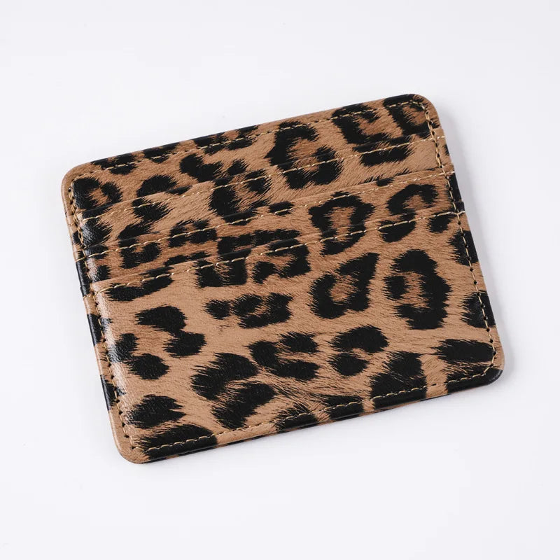 Leopard Print PU Leather Slim Card Wallet – Unisex Card Holder