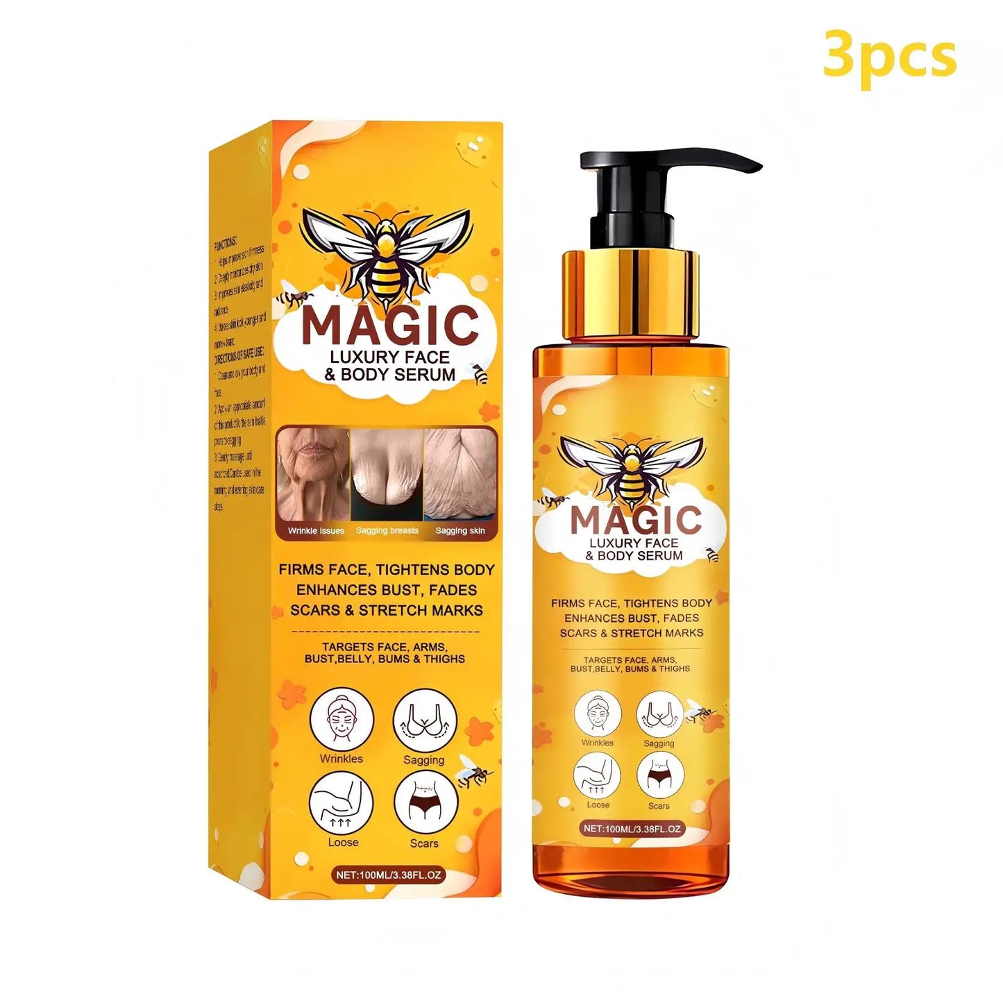 Bee Venom Body Serum for Anti-Aging and Elasticity Peaceful Pleasures Health and Wellness 3pcs