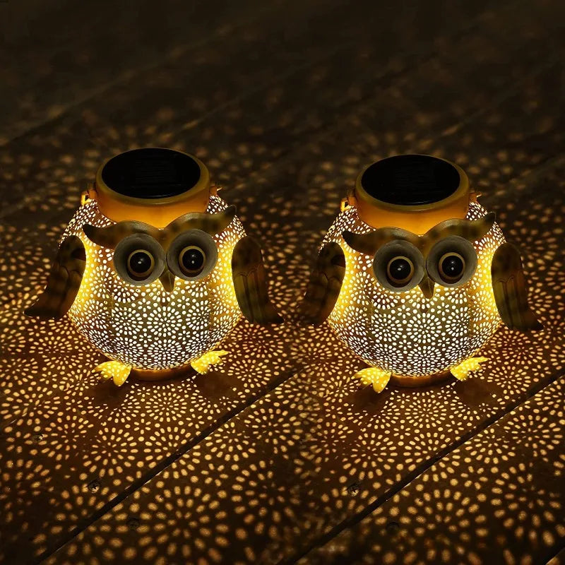 Solar Owl Garden Stake Light | Hollow Iron Projection Lamp Solar Garden Stake Light Peaceful Pleasures Health and Wellness
