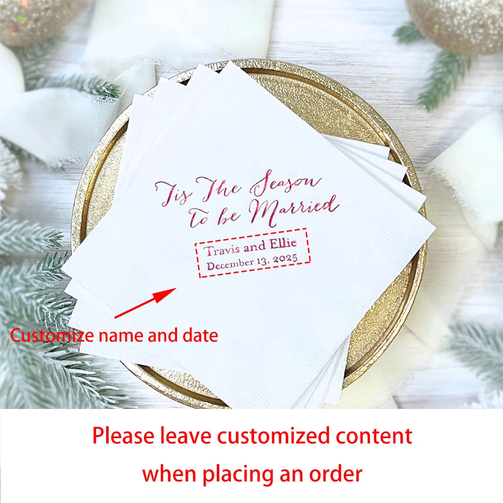 20Pcs Custom Christmas Wedding Napkins | Tis The Season Wedding Party Napkins Peaceful Pleasures Health and Wellness Napkins 20PCS 33x33cm