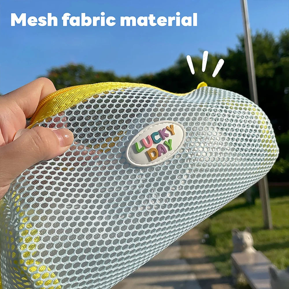 Colorful Visual Mesh Pencil Case Large Opening Capacity Student Exam