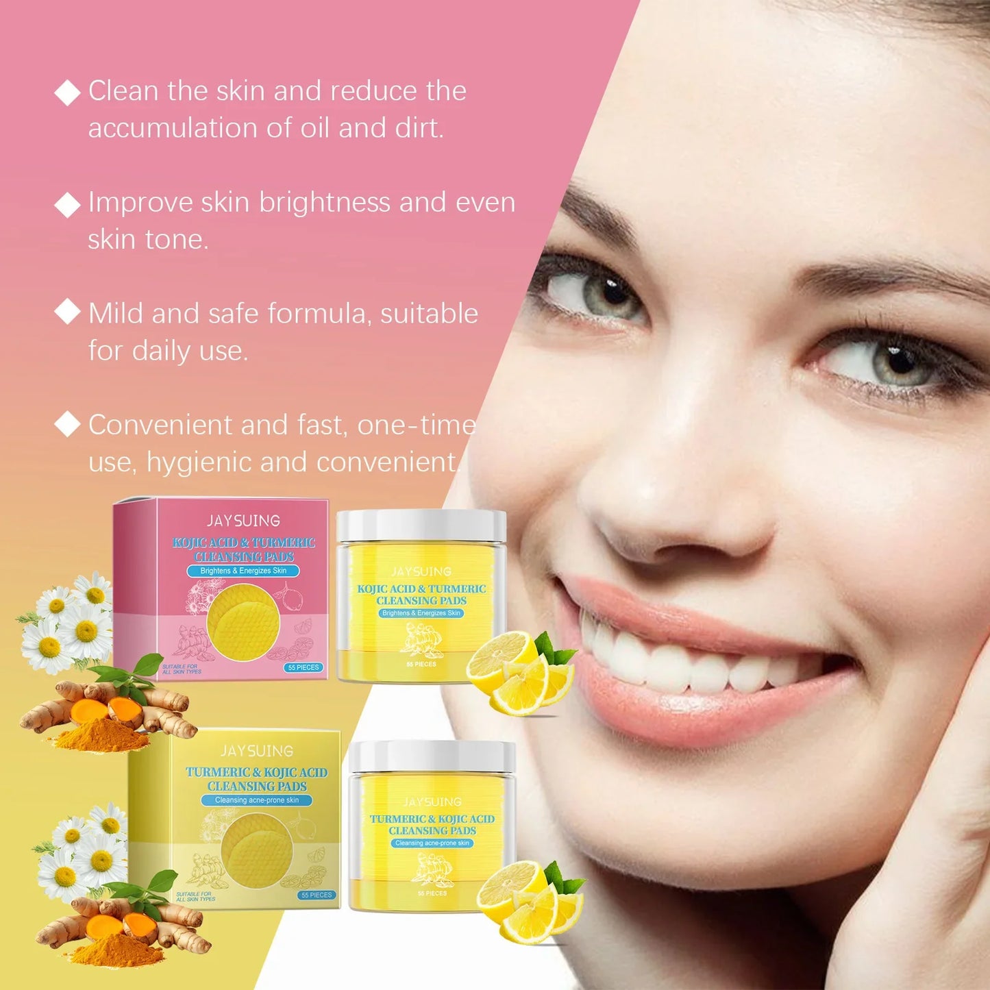 Turmeric Exfoliating Facial Pads – Anti-Acne & Deep Cleanse