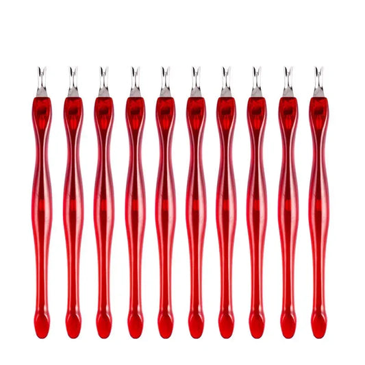Cuticle Pusher Stainless Pusher Nail Art Fork Manicure Tool for Trim Dead Skin Fork Nipper Pusher Trimmer Cuticle Remover Peaceful Pleasures Health and Wellness 10pcs