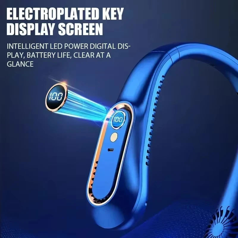 Leafless Neck Fan | USB Rechargeable, 5-Speed & LED Display