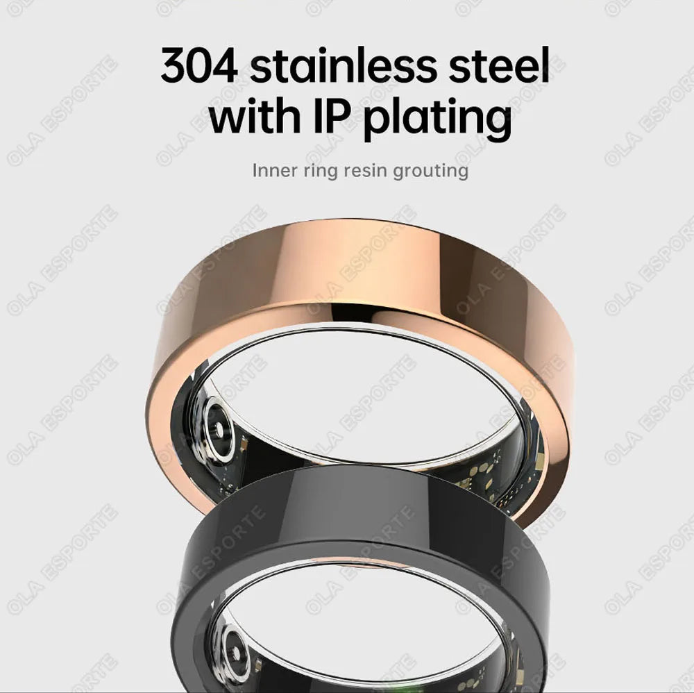 New Vibration Reminder Smart Ring Heart Rate Blood Oxygen&Pressure Health Monitoring IP68 Waterproof Multi-Sport Mode Smartring Peaceful Pleasures Health and Wellness