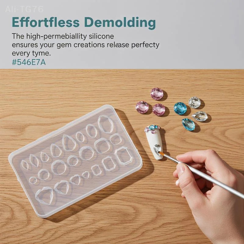 3D Nail Art Silicone Mold – Gemstone Resin Casting DIY Tool
