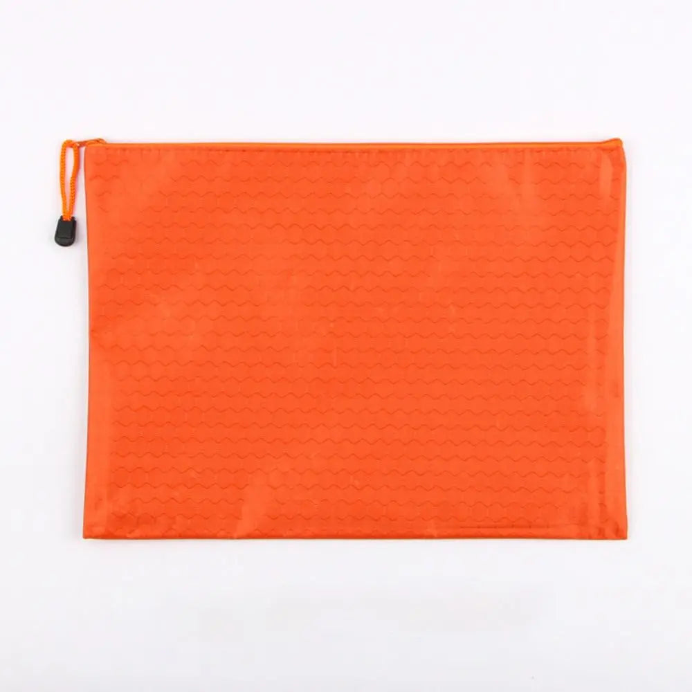 Color A4 Zipper File Bag Portable Waterproof Stationery Storage Mesh Bag Large Capacity Oxford Cloth File Folder Data Storage Peaceful Pleasures Health and Wellness orange