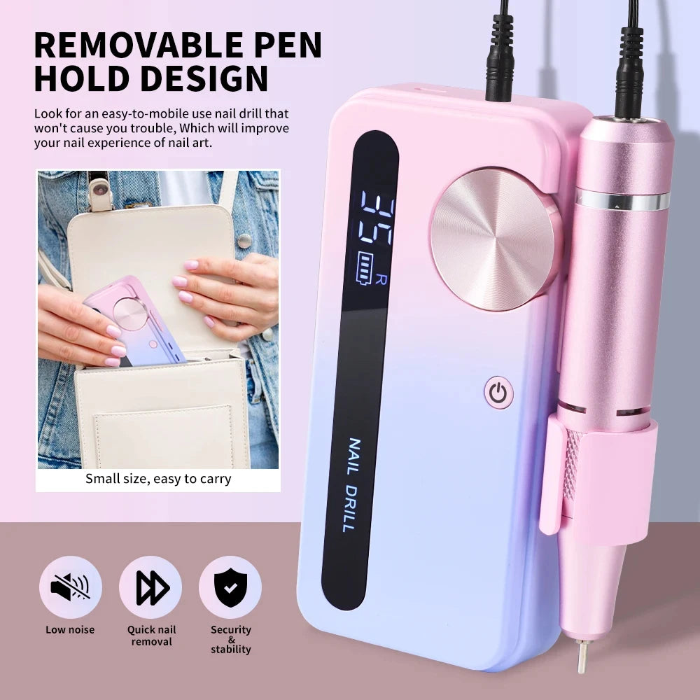 35000RPM Electric Nail Polisher - Professional Gel Nails Care, Rechargeable Portable Nail File Manicure Tool Peaceful Pleasures Health and Wellness