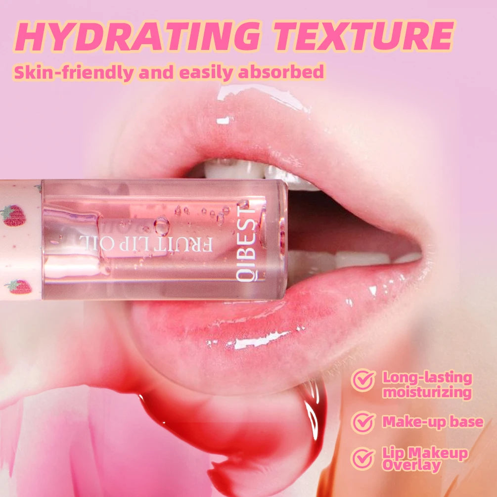 QIBEST Fruit Lip Balm Oil Plumping Lip Gloss Moisturizing Makeup Primer Sexy Plump Lip Glow Oil Lip Plumper Care Lips Cosmetics Peaceful Pleasures Health and Wellness