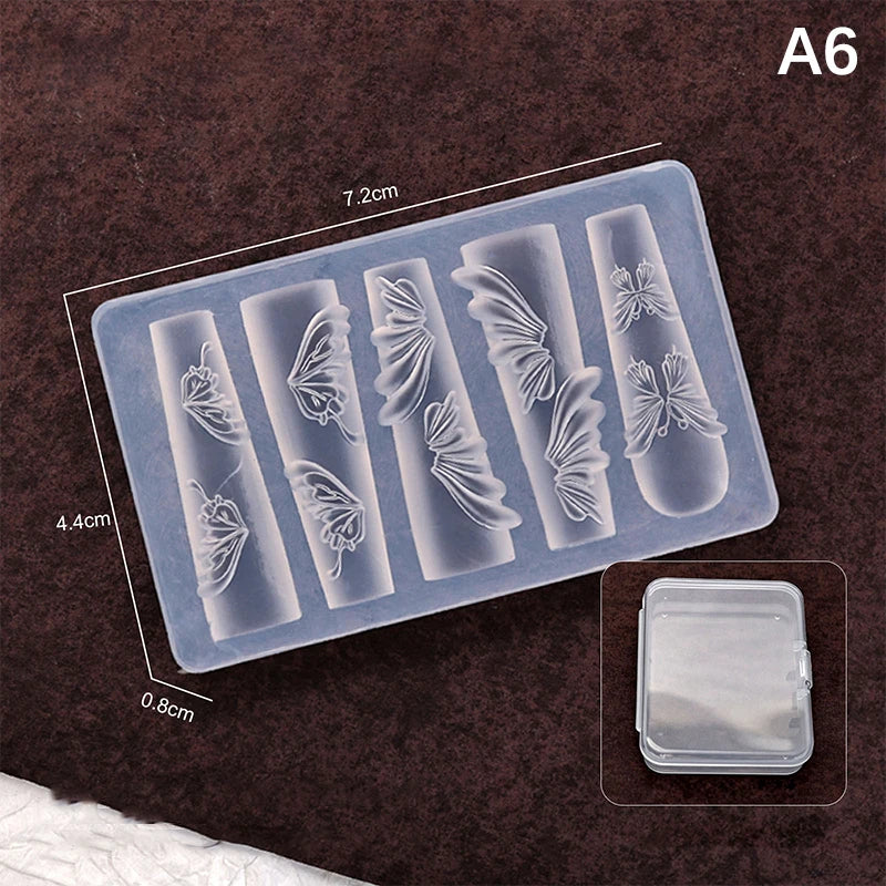 3D Silicone Relief Mold Butterfly Flower Design Nails Diy Design Nail Art Decorations Silicone Nail Mold Nail Accessories Peaceful Pleasures Health and Wellness A6