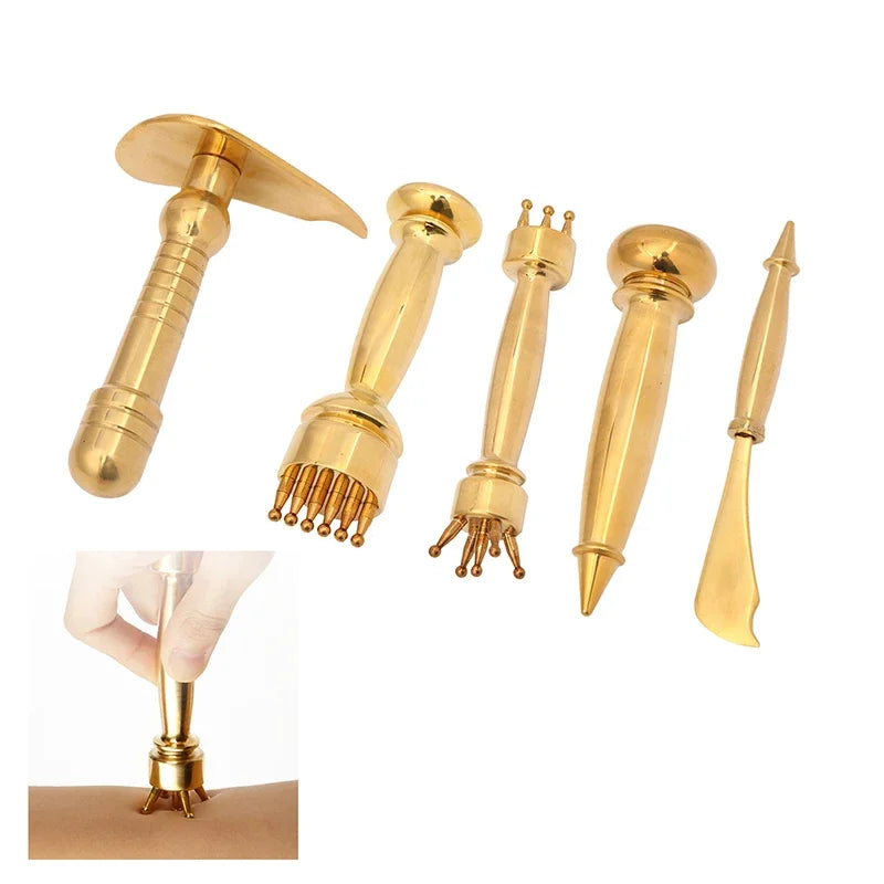 Pure Copper Meridian Massage Stick Trigger Point Body Massager Brass Meridian Scraping Board Muscle Relaxation Acupoint Pres Pen Peaceful Pleasures Health and Wellness
