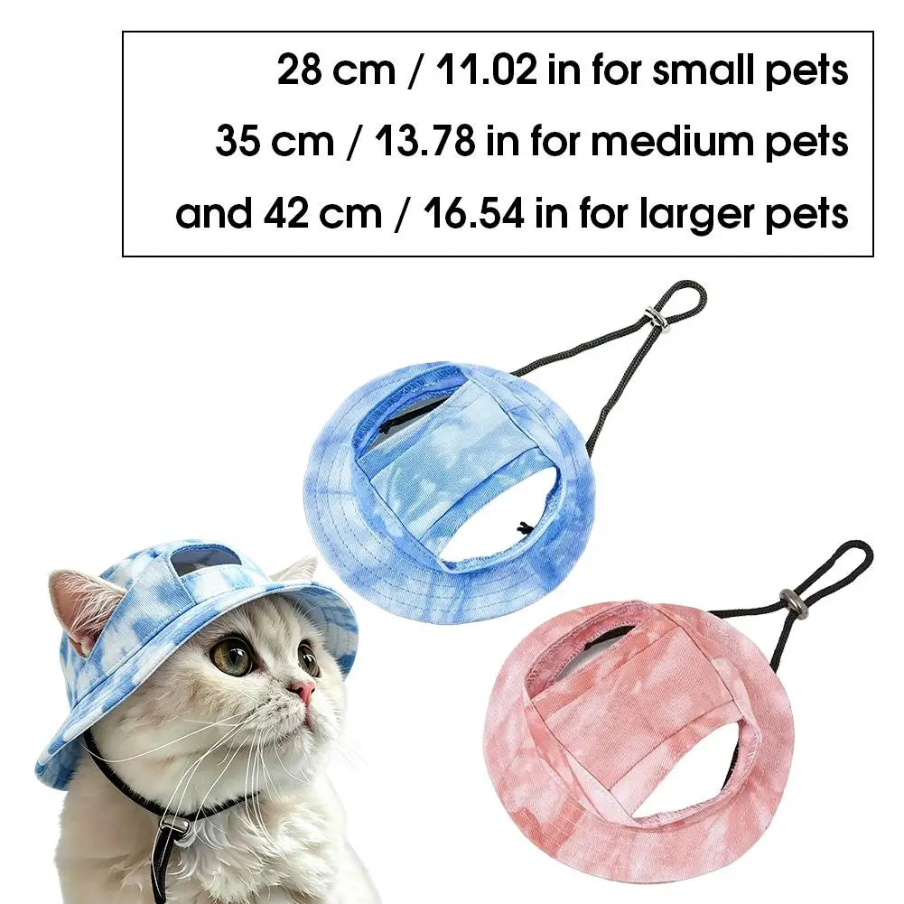 Tie Dye Pet Sun Hat with Ear Holes | Dogs & Cats | Adjustable