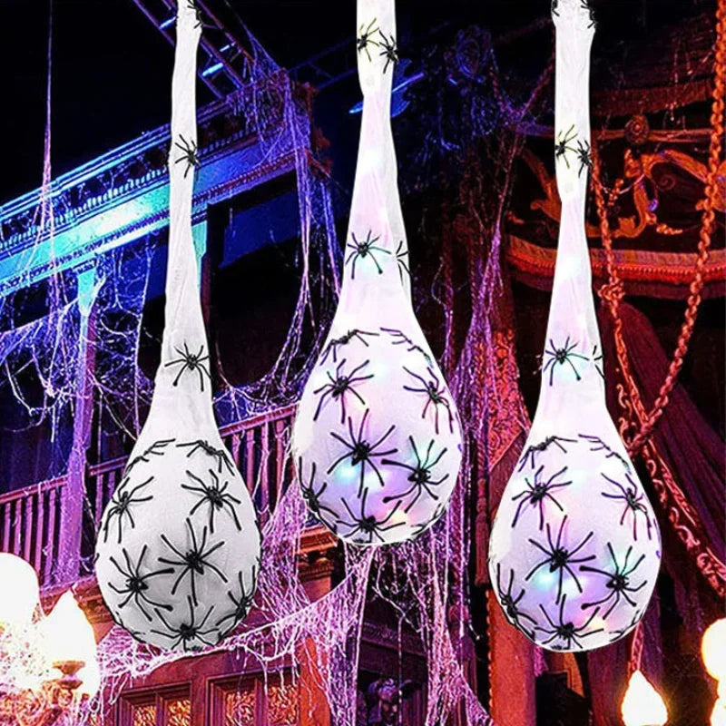 Glowing Halloween Spider Egg Sacks LED Hanging Web Decoration