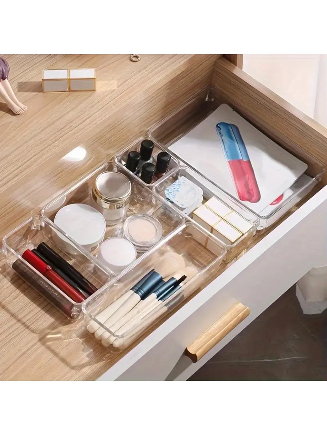 44pcs Clear Plastic Drawer Organizer Set with Dividers Home Organization Peaceful Pleasures Health and Wellness