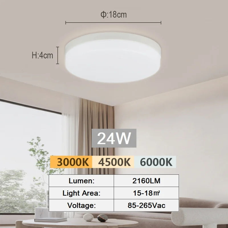 RUNTOIN Ultra-Thin LED Flush Mount Ceiling Light 18W–48W