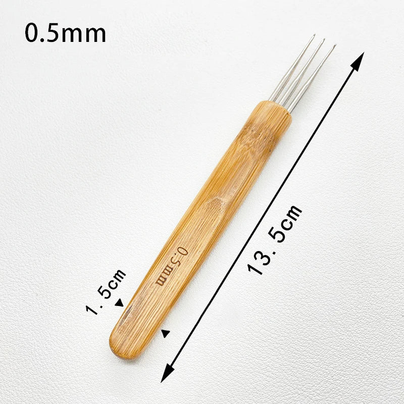 3Pcs 0.5/0.75MM Wooden Hair Crochet Needle Dreadlocks Braids Hair Crochet Hook Single/Double/Three Head Hair Crocheting Needles Peaceful Pleasures Health and Wellness Three 05mm