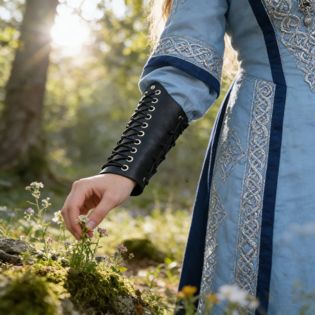 Cosplay Props Faux Leather Wide Bracer Lace Up Arm Armor Cuff String