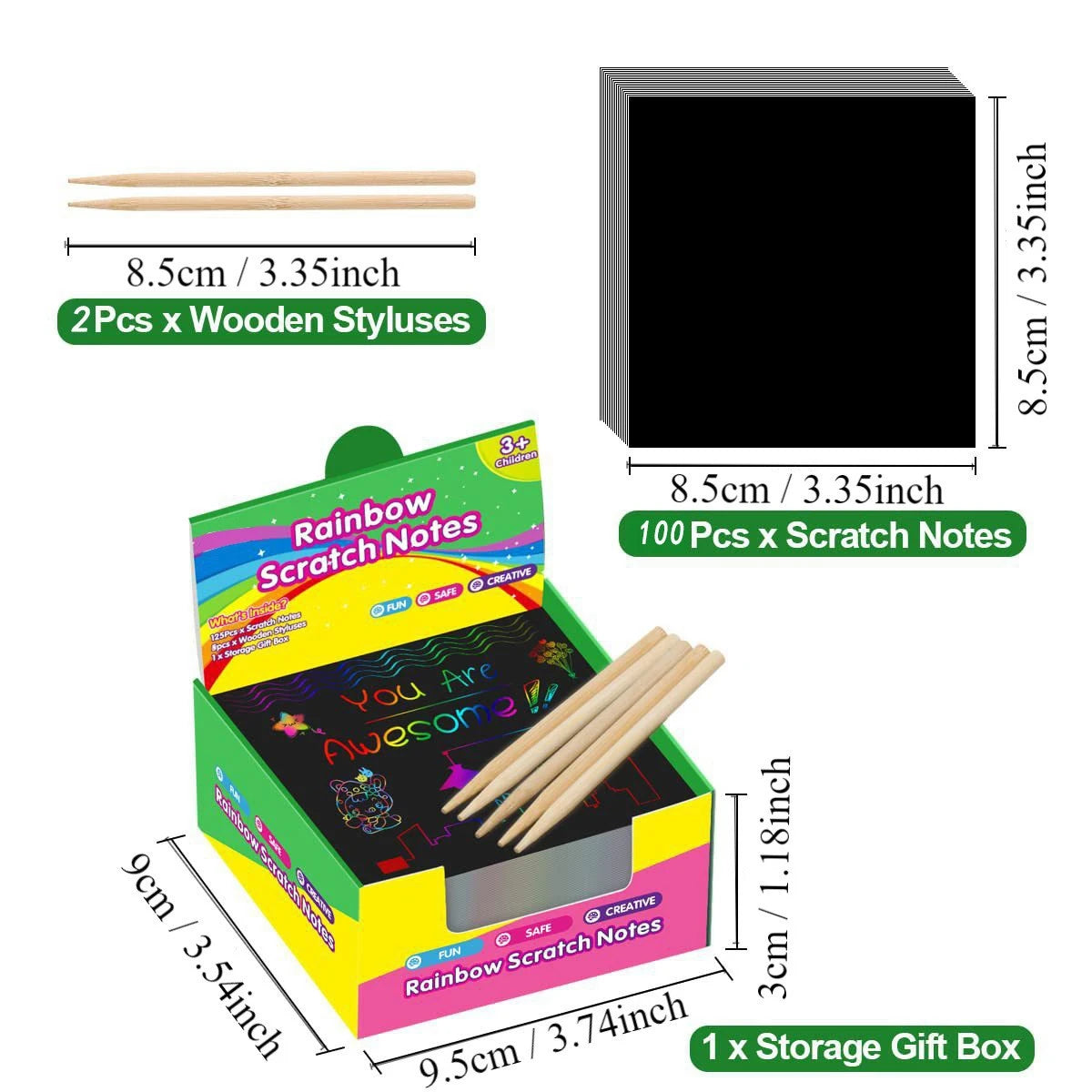 Bview Art Rainbow Scratch Paper Magic Drawing Notes 2 Stylus Xmas
