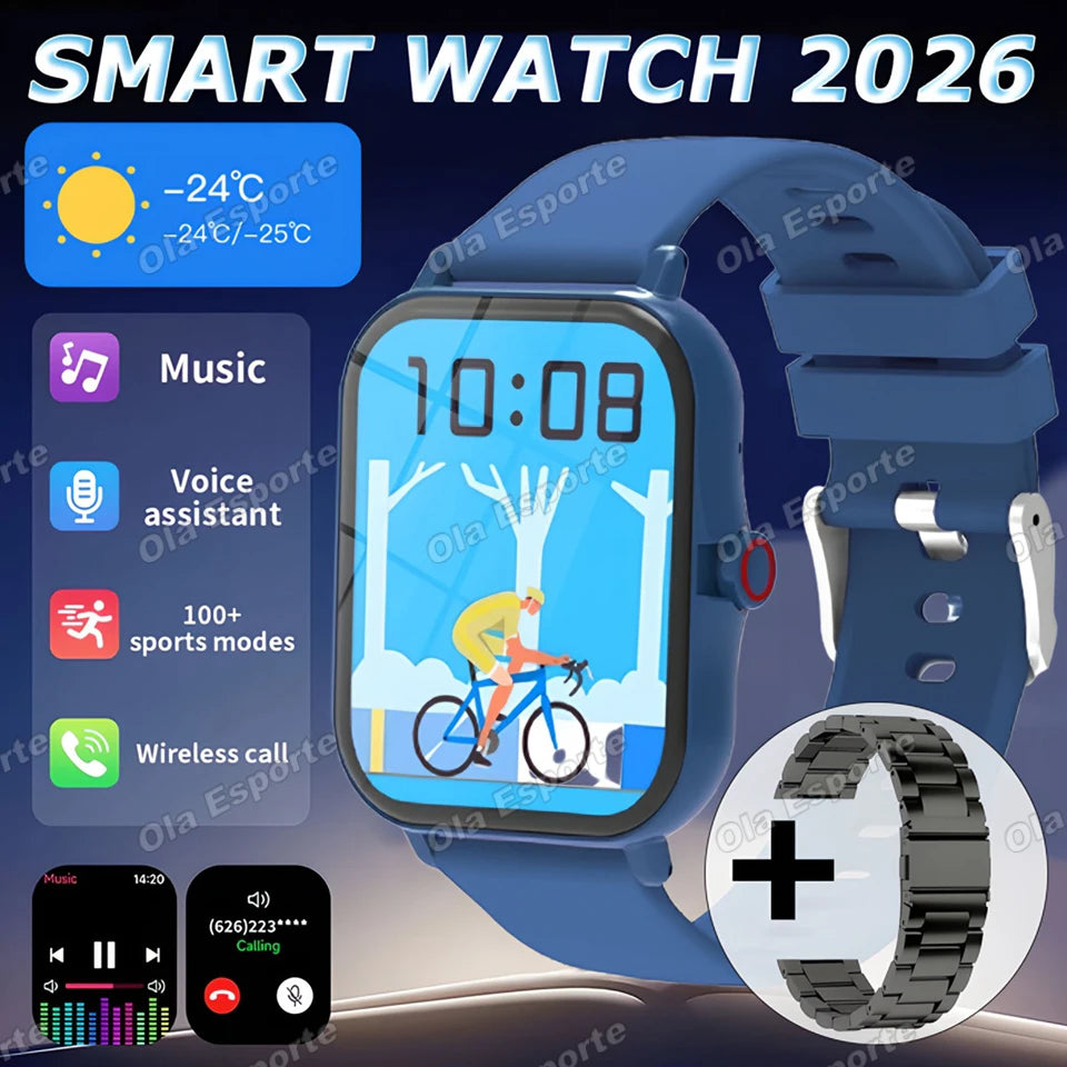New Smart Watch Gps Tracking Bluetooth Call Message Alert Music Player Heart Rate Monitor Pedometer Smart Watch for Android IOS Peaceful Pleasures Health and Wellness Bl20BkSzstrap