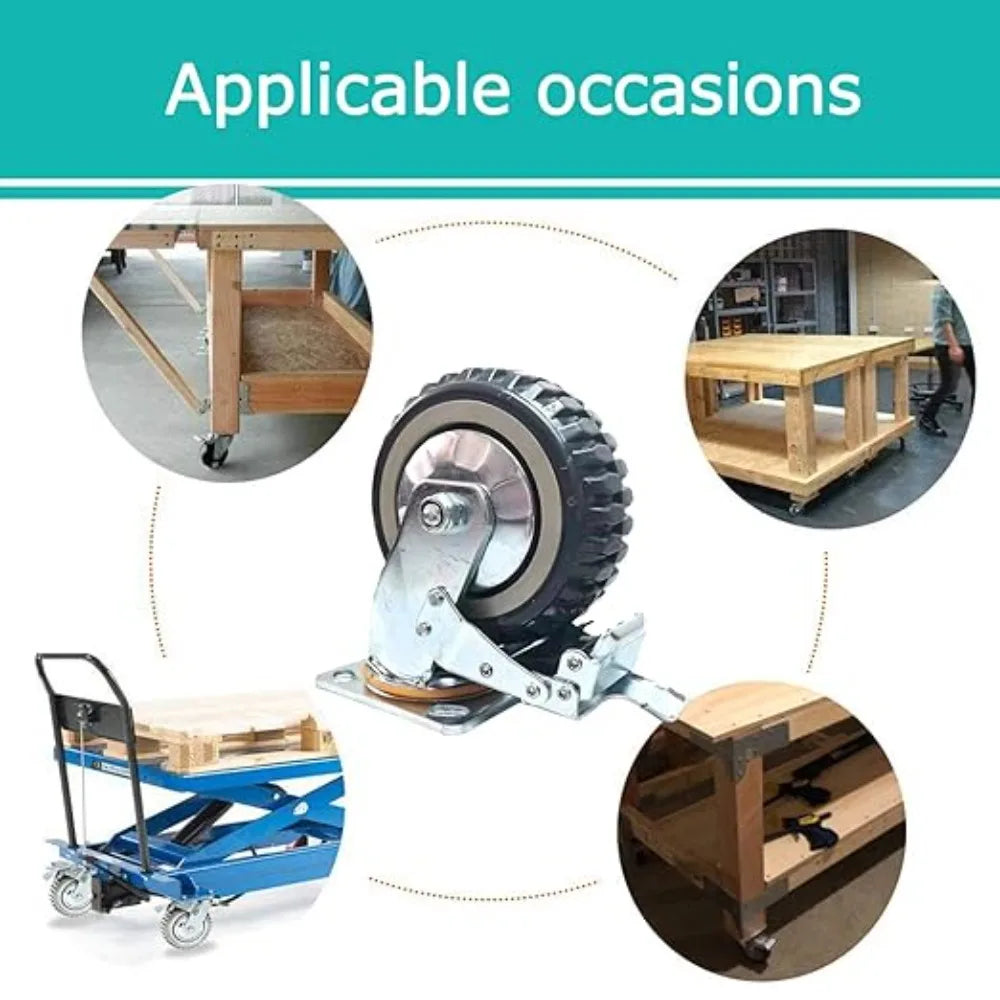 Heavy-Duty Rubber Swivel Casters – Noiseless Furniture Wheels