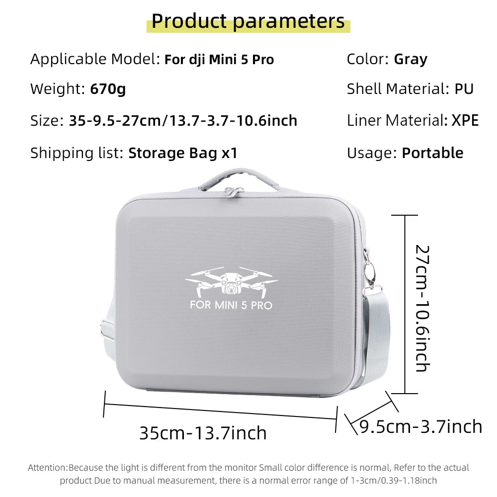DJI Mini 5 Pro Large PU Storage Travel Bag | RC2 & RC N3