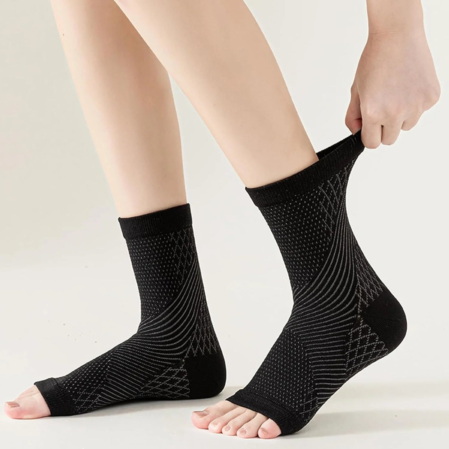 Neuropathy Socks for Women and Men, Nano Soothe Relief Compression Socks Toeless Compression Socks Peaceful Pleasures Health and Wellness Black S/M
